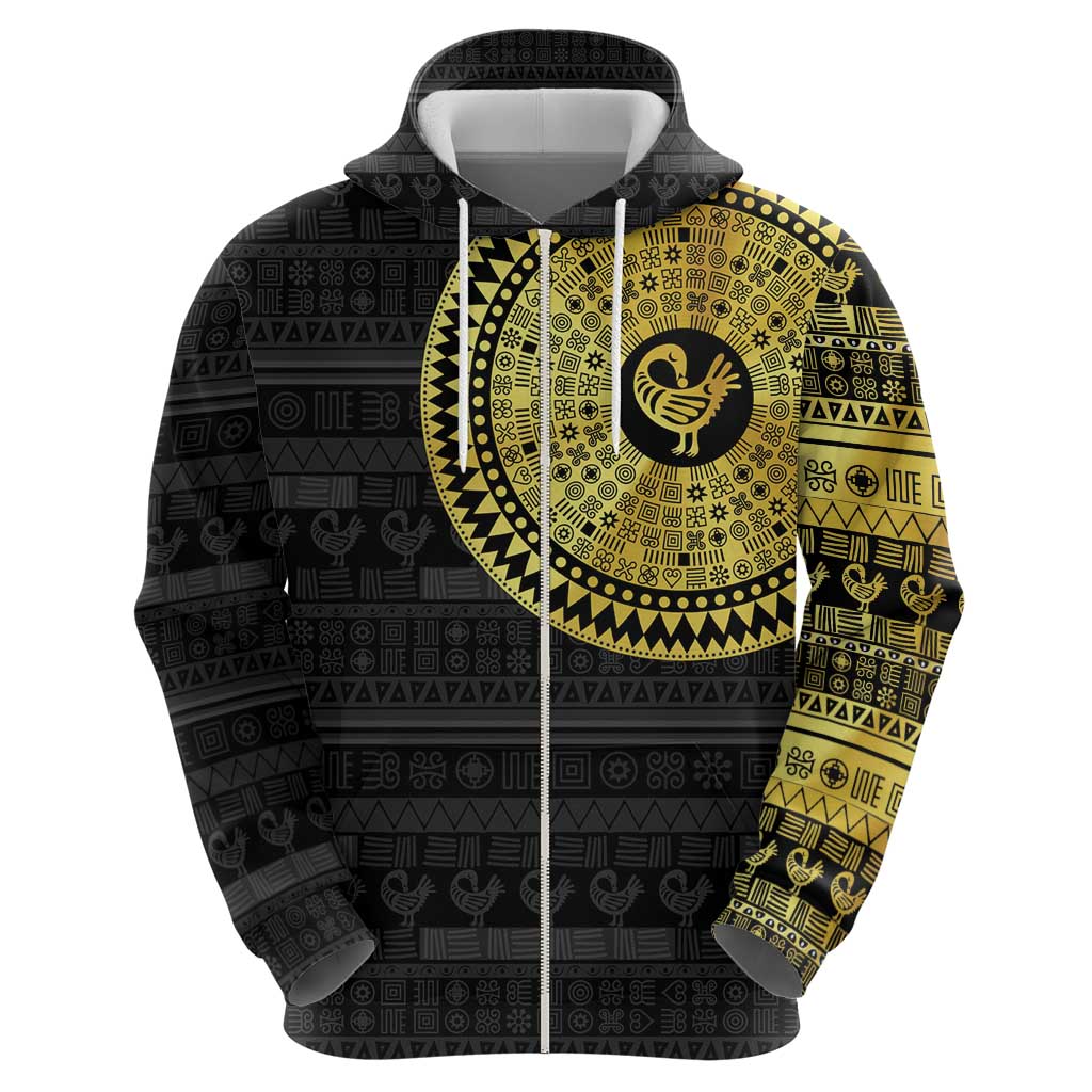 Sankofa Bird Hoodie Adinkra Symbols - Gold Version