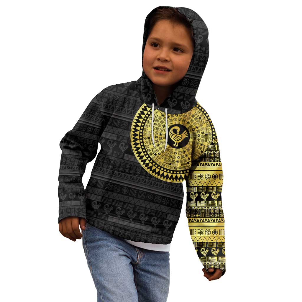 Sankofa Bird Kid Hoodie Adinkra Symbols - Gold Version