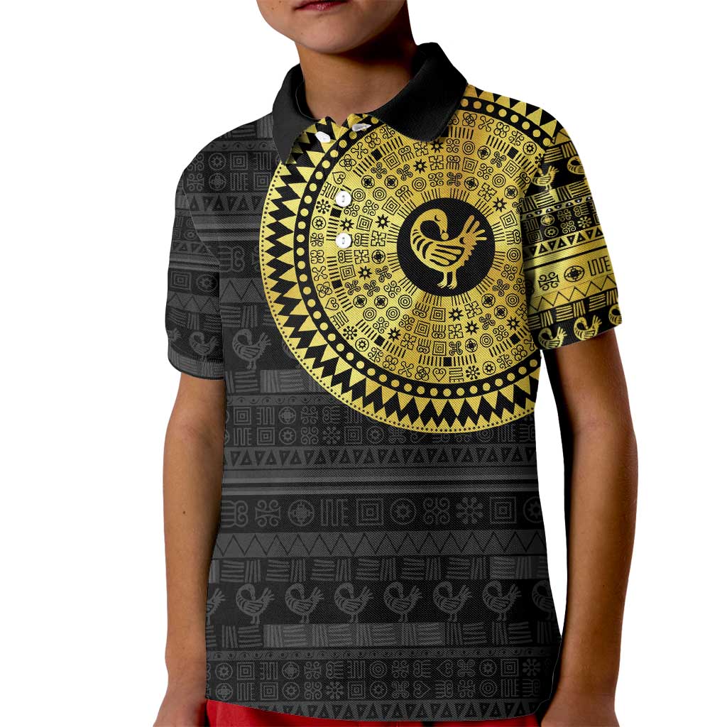 Sankofa Bird Kid Polo Shirt Adinkra Symbols - Gold Version