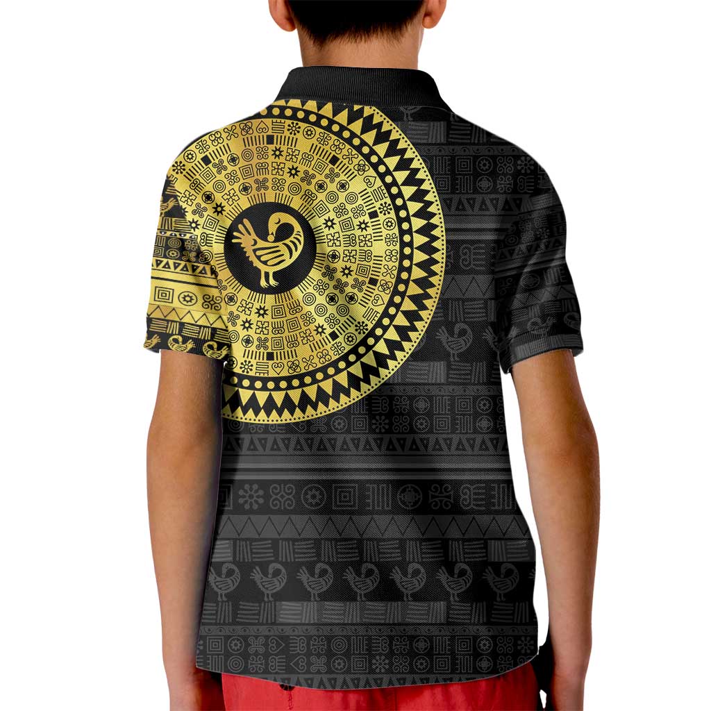 Sankofa Bird Kid Polo Shirt Adinkra Symbols - Gold Version