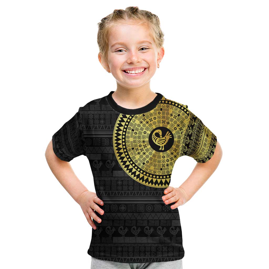 Sankofa Bird Kid T Shirt Adinkra Symbols - Gold Version