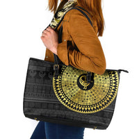 Sankofa Bird Leather Tote Bag Adinkra Symbols - Gold Version