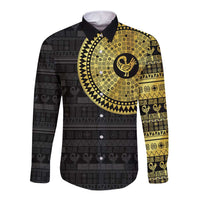 Sankofa Bird Long Sleeve Button Shirt Adinkra Symbols - Gold Version