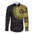 Sankofa Bird Long Sleeve Button Shirt Adinkra Symbols - Gold Version