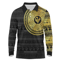 Sankofa Bird Long Sleeve Polo Shirt Adinkra Symbols - Gold Version