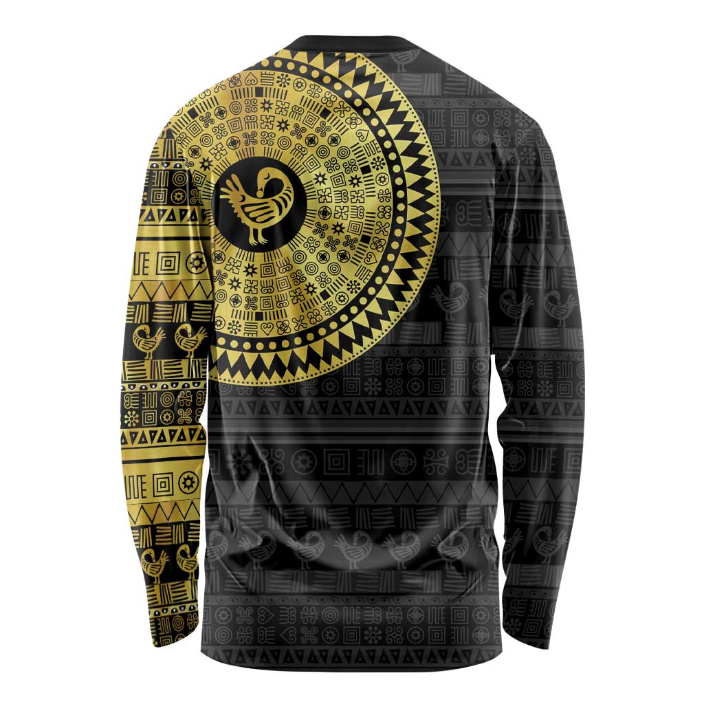 Sankofa Bird Long Sleeve Shirt Adinkra Symbols - Gold Version