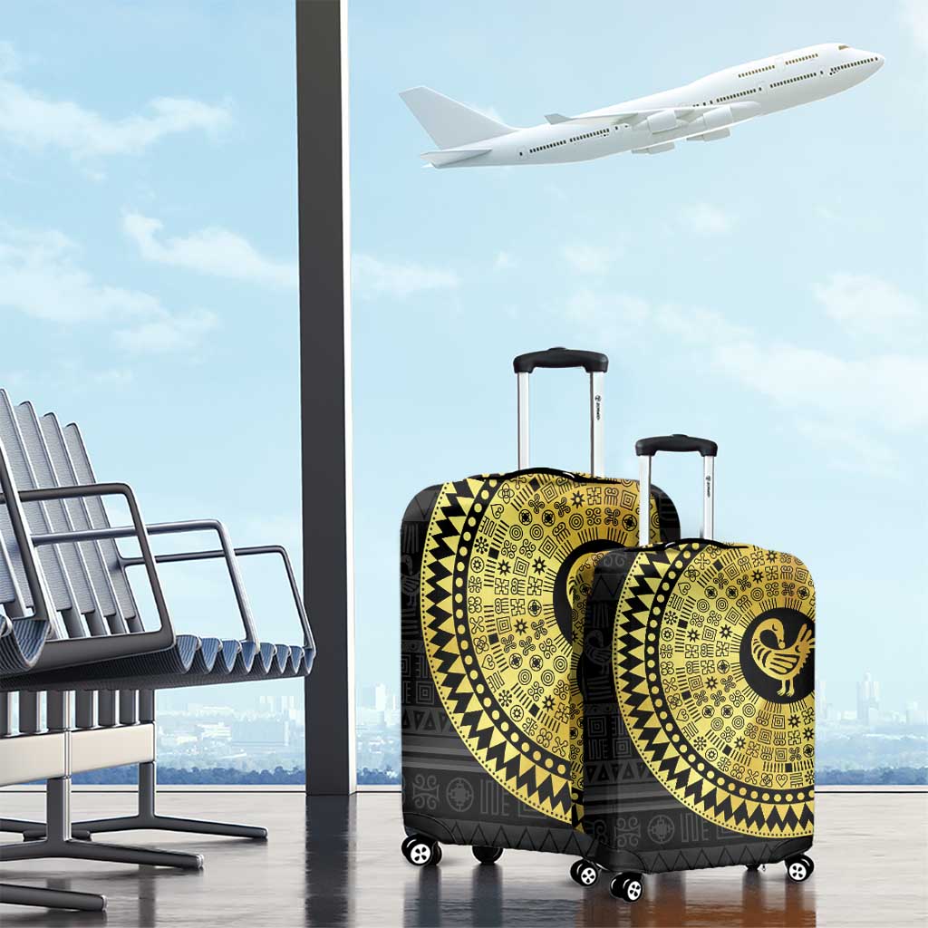 Sankofa Bird Luggage Cover Adinkra Symbols - Gold Version