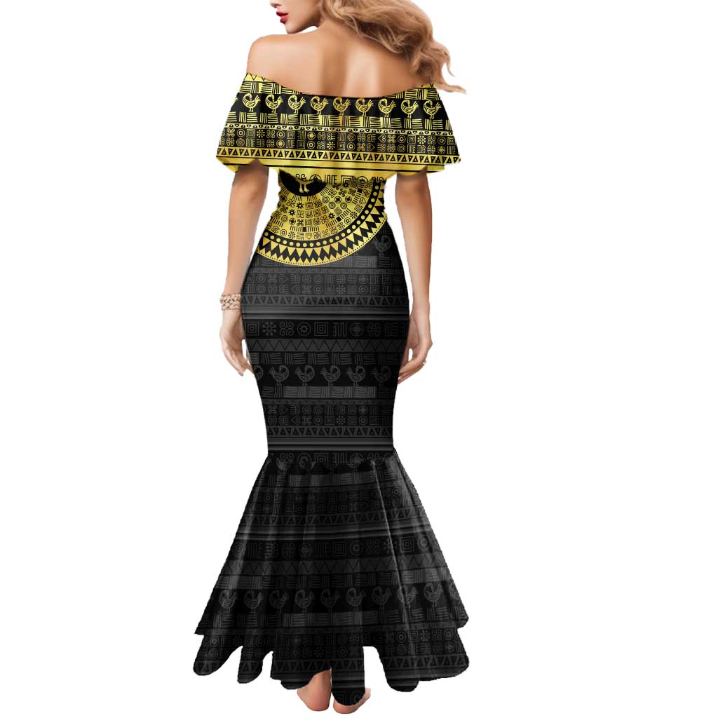 Sankofa Bird Mermaid Dress Adinkra Symbols - Gold Version