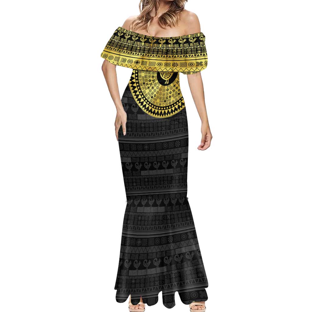 Sankofa Bird Mermaid Dress Adinkra Symbols - Gold Version