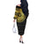 Sankofa Bird Off The Shoulder Long Sleeve Dress Adinkra Symbols - Gold Version