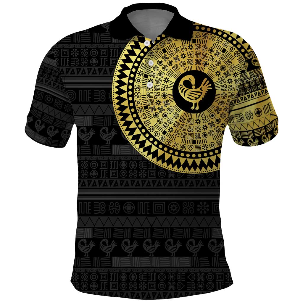 Sankofa Bird Polo Shirt Adinkra Symbols - Gold Version