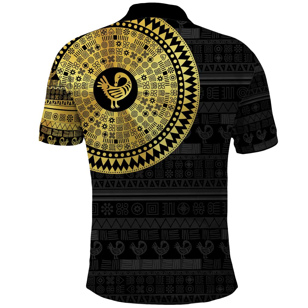 Sankofa Bird Polo Shirt Adinkra Symbols - Gold Version