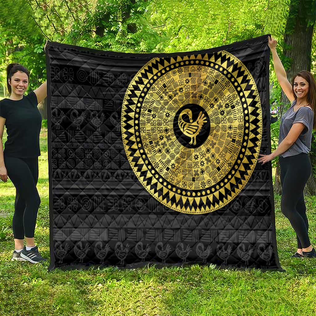 Sankofa Bird Quilt Adinkra Symbols - Gold Version