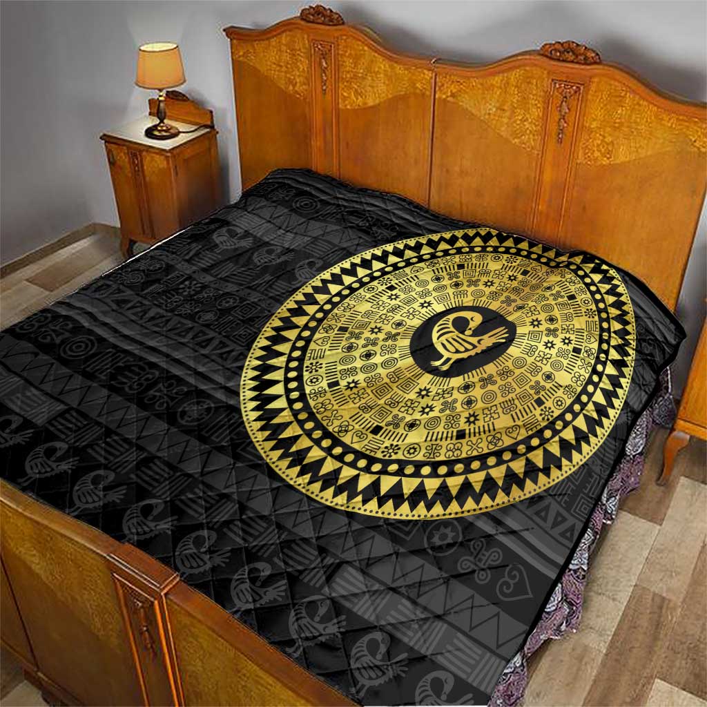 Sankofa Bird Quilt Adinkra Symbols - Gold Version