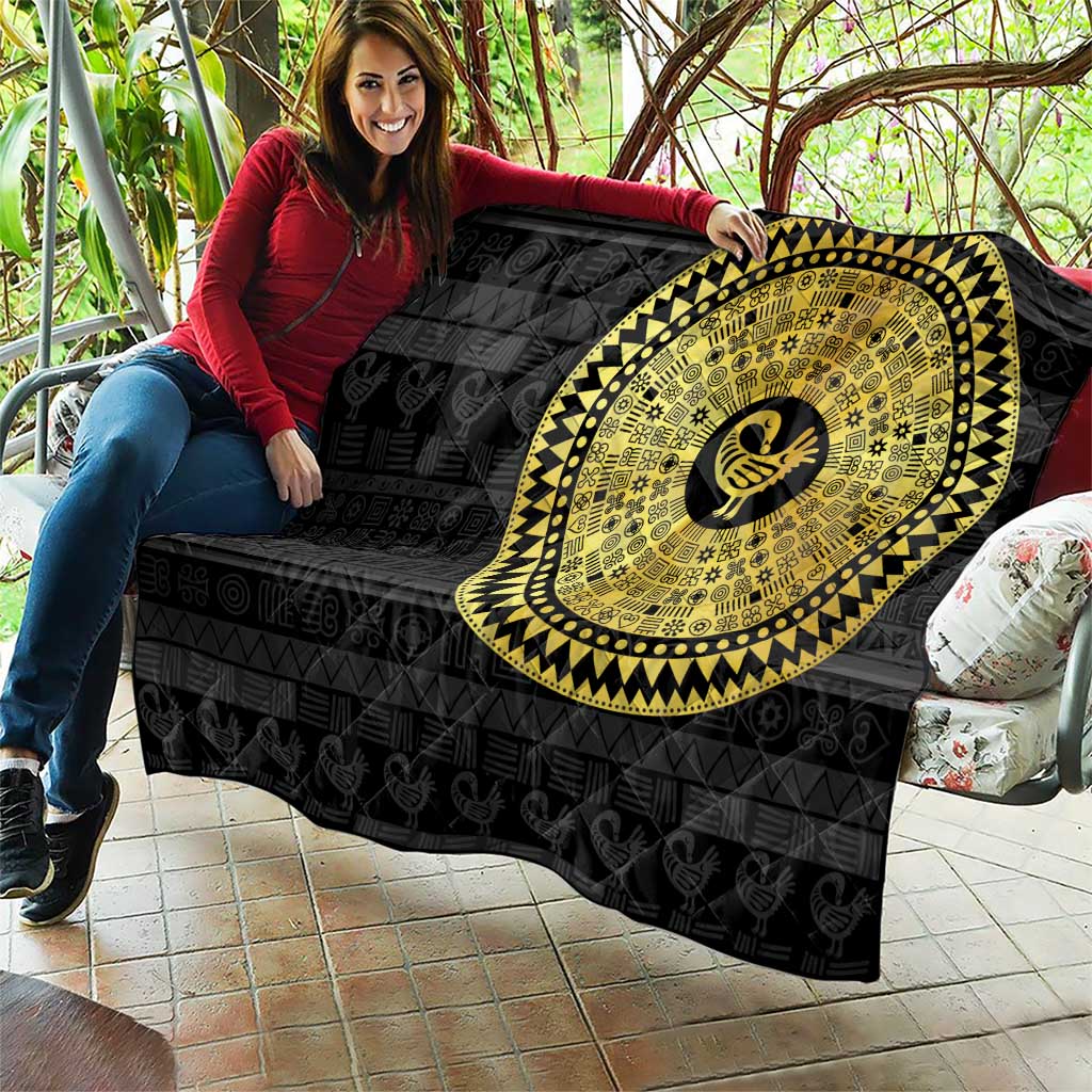 Sankofa Bird Quilt Adinkra Symbols - Gold Version