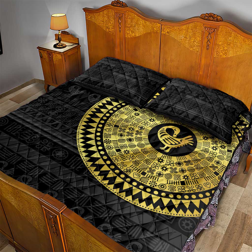 Sankofa Bird Quilt Bed Set Adinkra Symbols - Gold Version