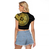 Sankofa Bird Raglan Cropped T Shirt Adinkra Symbols - Gold Version