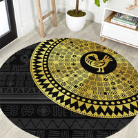 Sankofa Bird Round Carpet Adinkra Symbols - Gold Version