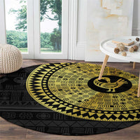 Sankofa Bird Round Carpet Adinkra Symbols - Gold Version