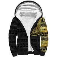 Sankofa Bird Sherpa Hoodie Adinkra Symbols - Gold Version
