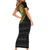 Sankofa Bird Short Sleeve Bodycon Dress Adinkra Symbols - Gold Version