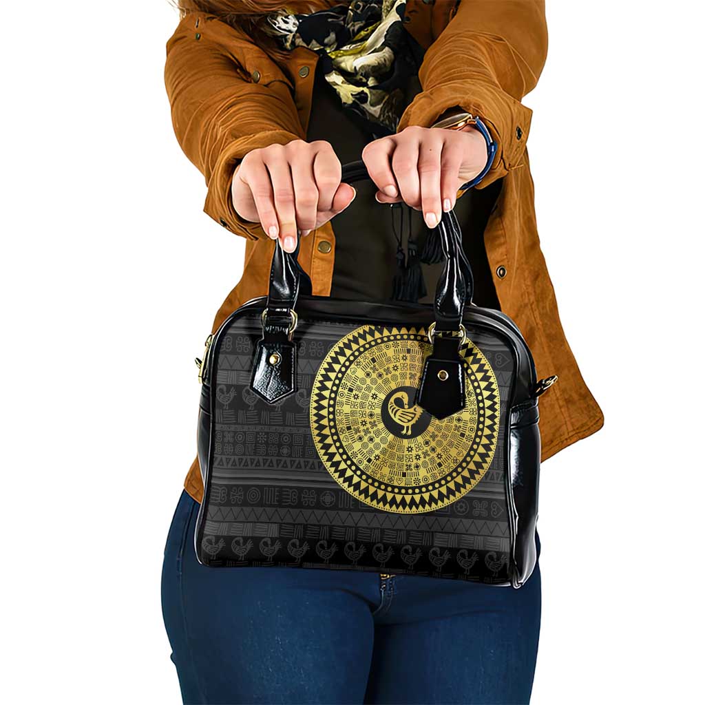 Sankofa Bird Shoulder Handbag Adinkra Symbols - Gold Version