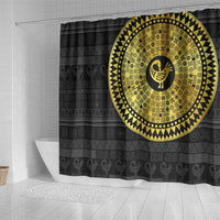 Sankofa Bird Shower Curtain Adinkra Symbols - Gold Version
