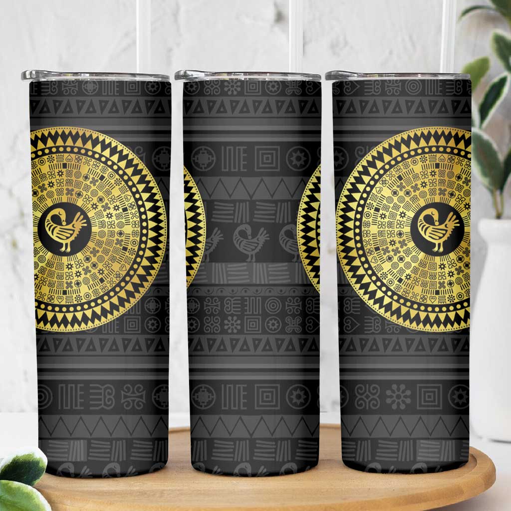 Sankofa Bird Skinny Tumbler Adinkra Symbols - Gold Version