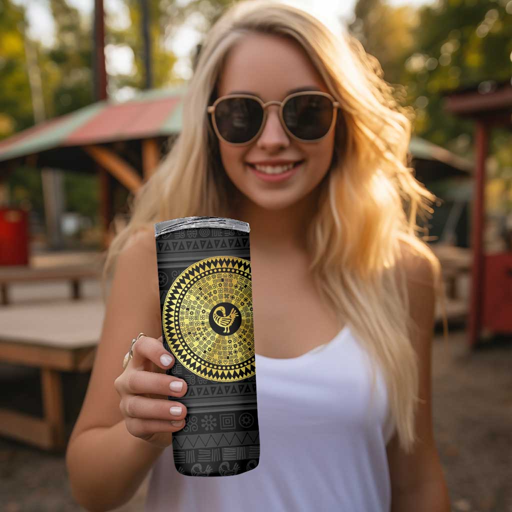 Sankofa Bird Skinny Tumbler Adinkra Symbols - Gold Version