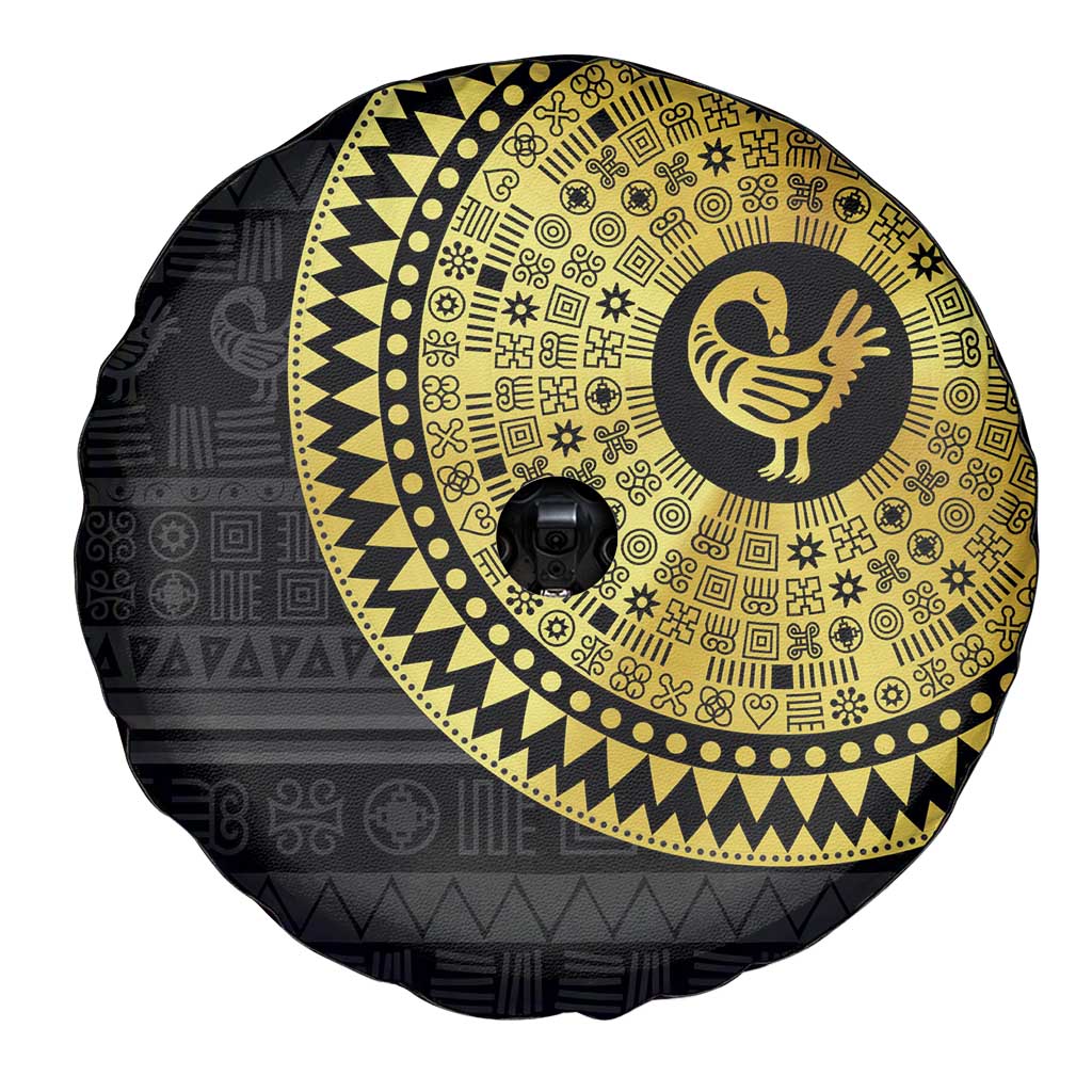 Sankofa Bird Spare Tire Cover Adinkra Symbols - Gold Version