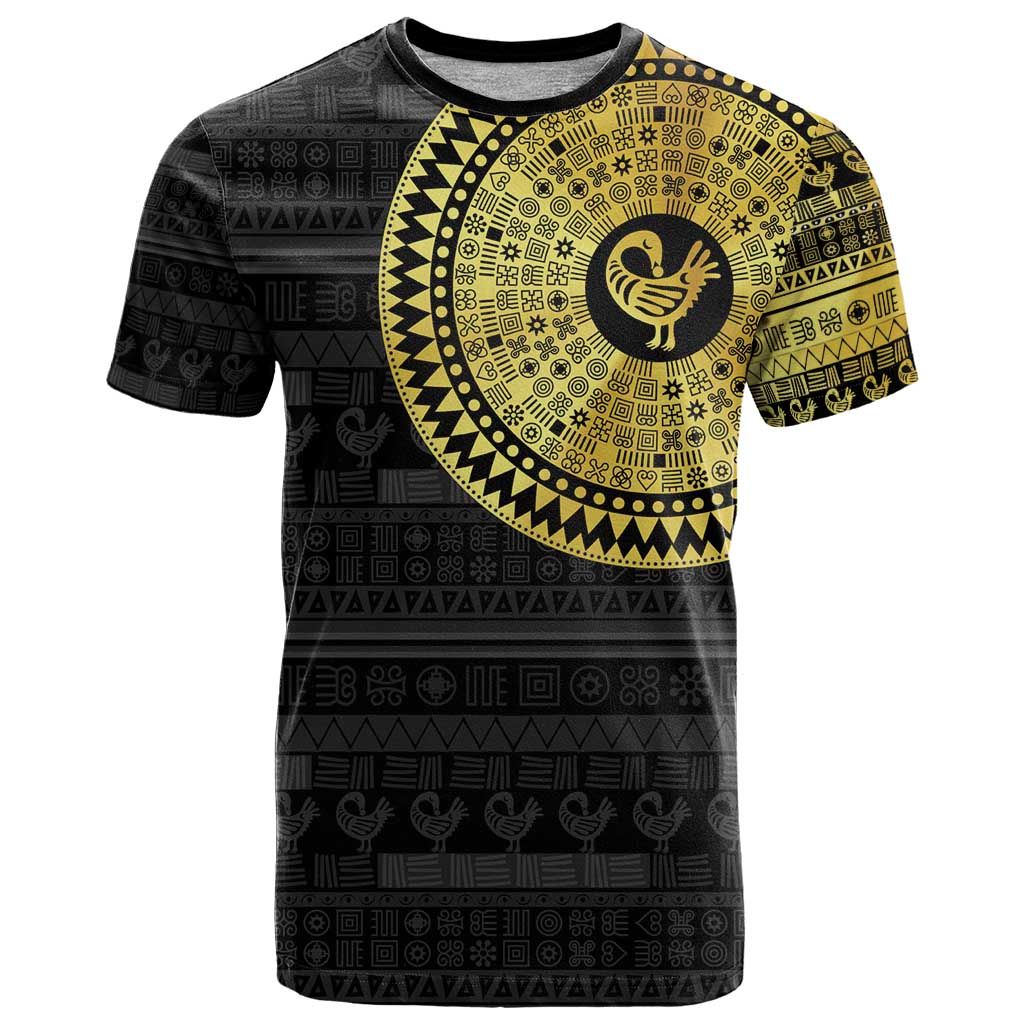 Sankofa Bird T Shirt Adinkra Symbols - Gold Version