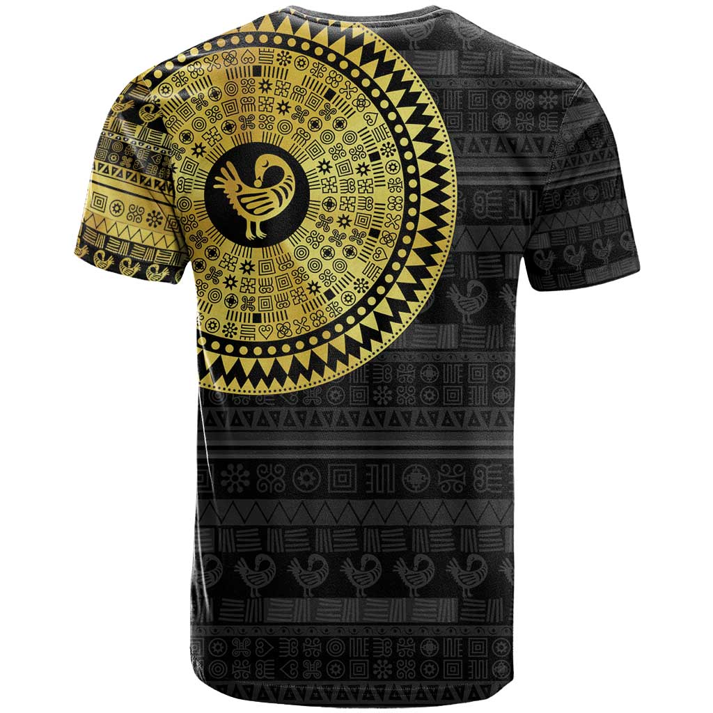 Sankofa Bird T Shirt Adinkra Symbols - Gold Version