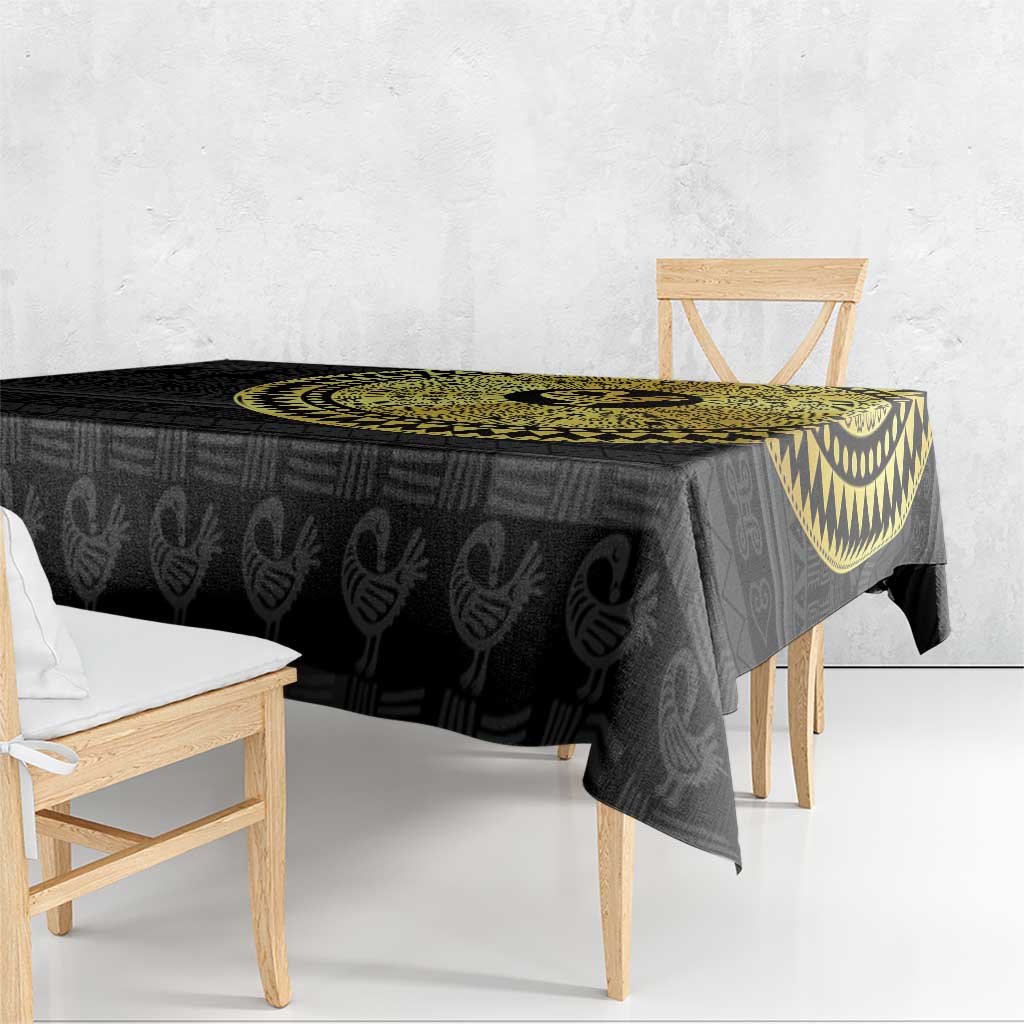 Sankofa Bird Tablecloth Adinkra Symbols - Gold Version