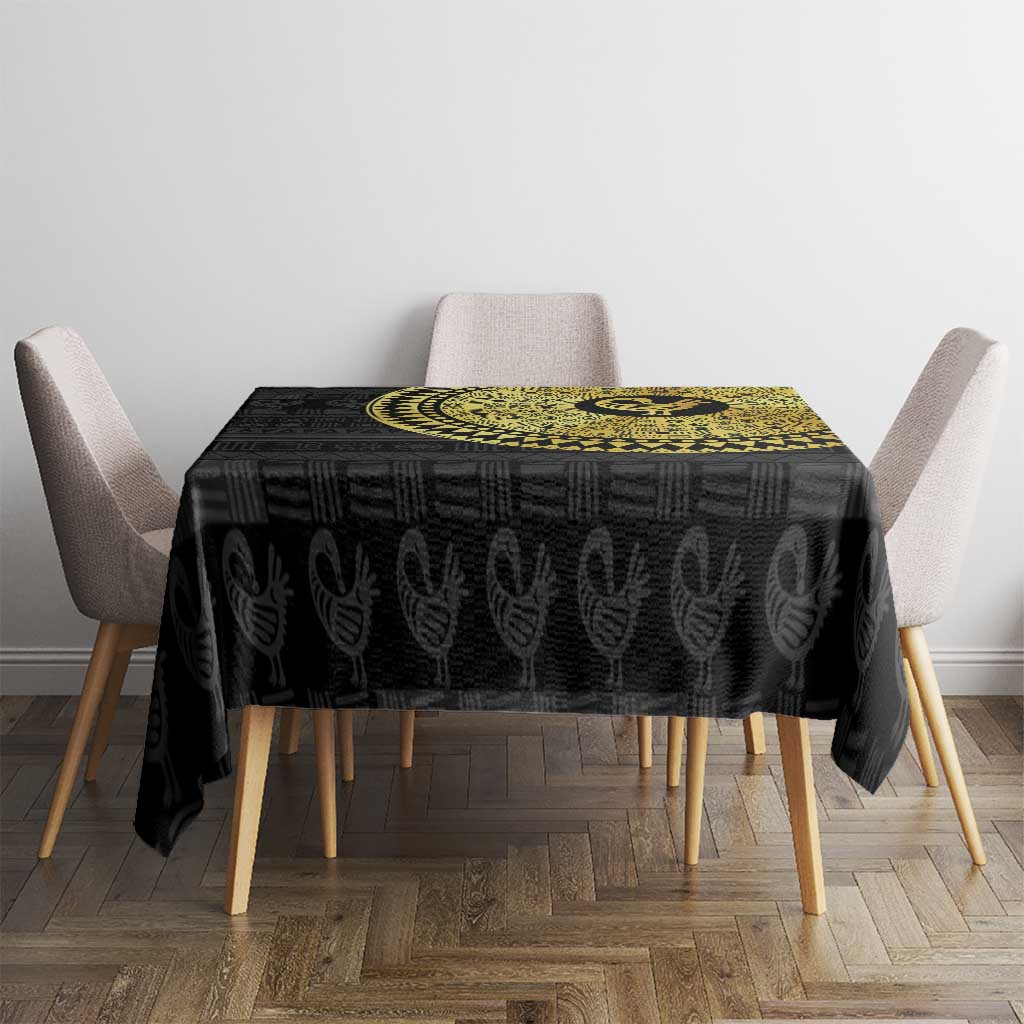 Sankofa Bird Tablecloth Adinkra Symbols - Gold Version