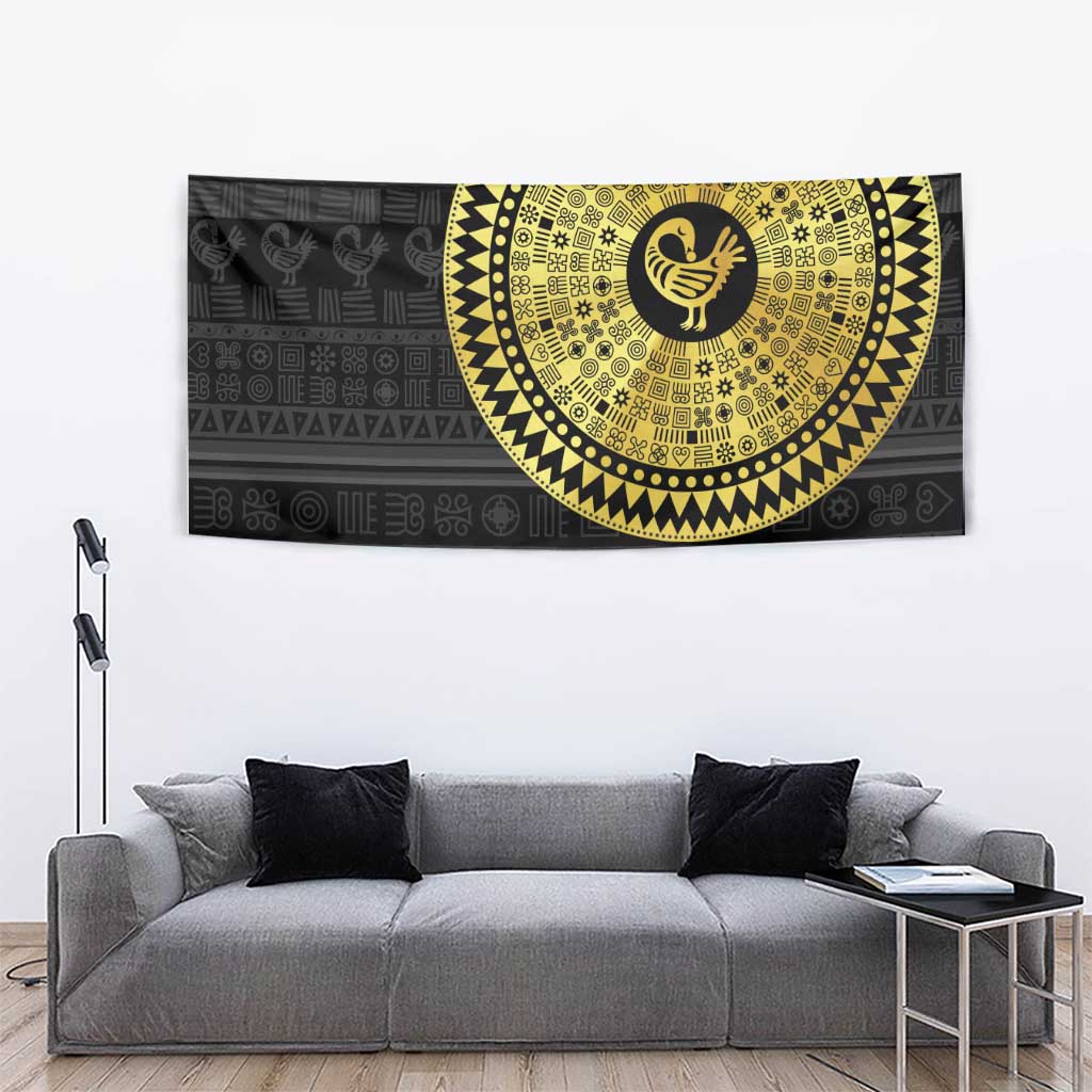 Sankofa Bird Tapestry Adinkra Symbols - Gold Version