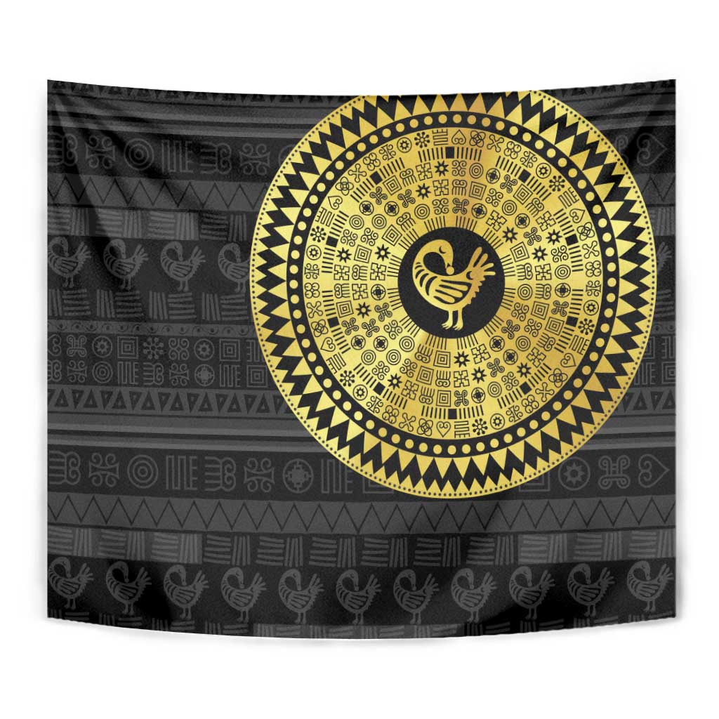 Sankofa Bird Tapestry Adinkra Symbols - Gold Version