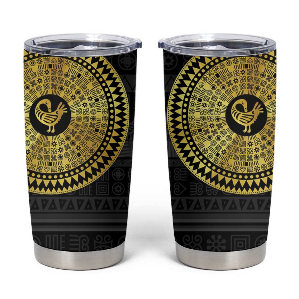 Sankofa Bird Tumbler Cup Adinkra Symbols - Gold Version
