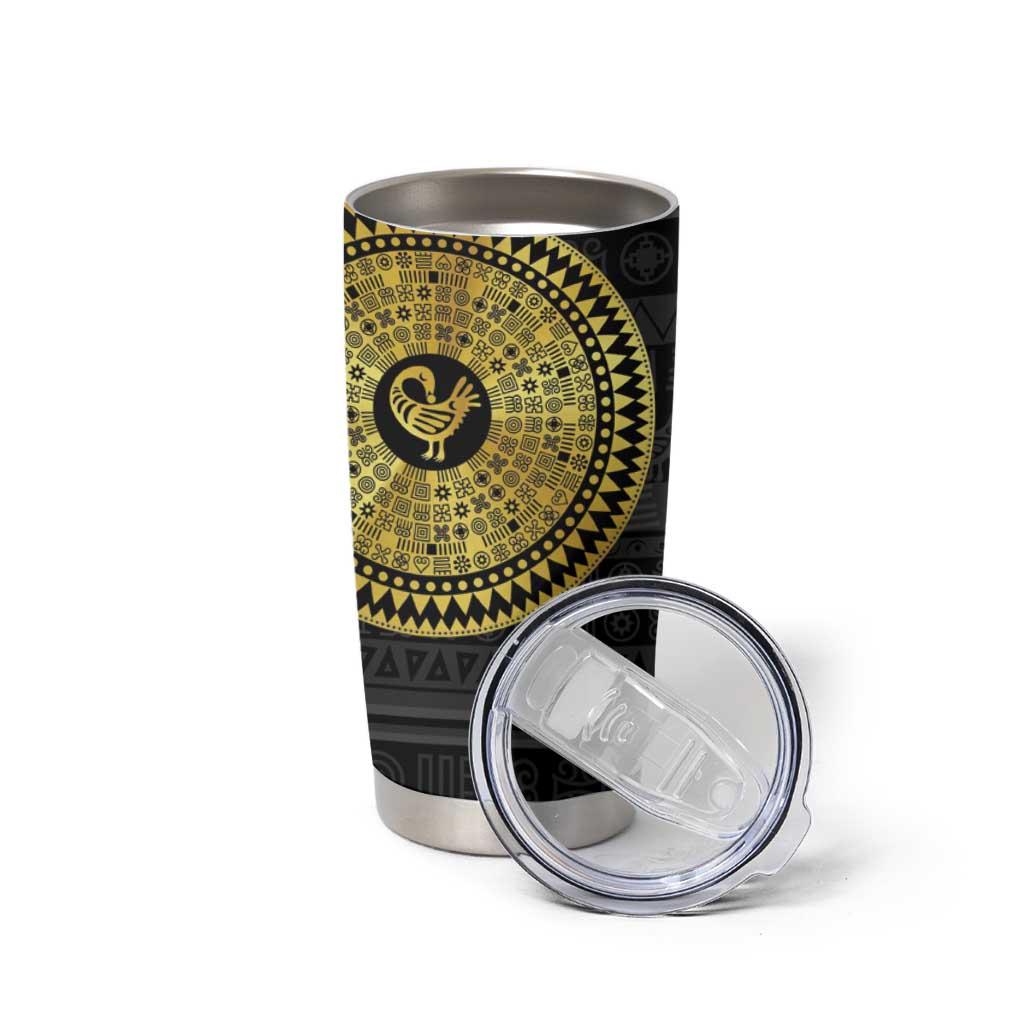 Sankofa Bird Tumbler Cup Adinkra Symbols - Gold Version