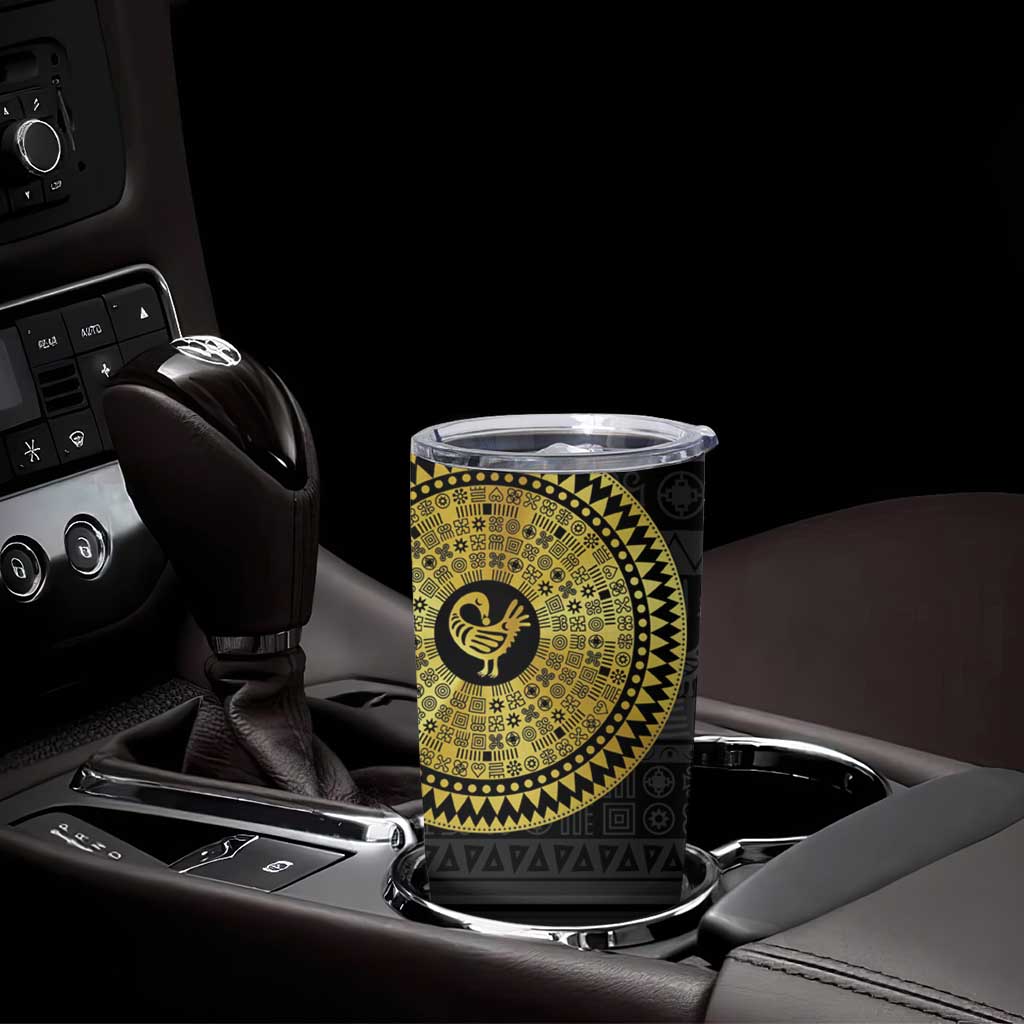 Sankofa Bird Tumbler Cup Adinkra Symbols - Gold Version