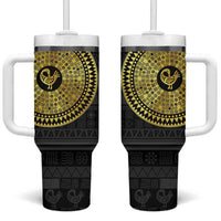 Sankofa Bird Tumbler With Handle Adinkra Symbols - Gold Version
