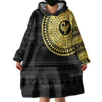 Sankofa Bird Wearable Blanket Hoodie Adinkra Symbols - Gold Version