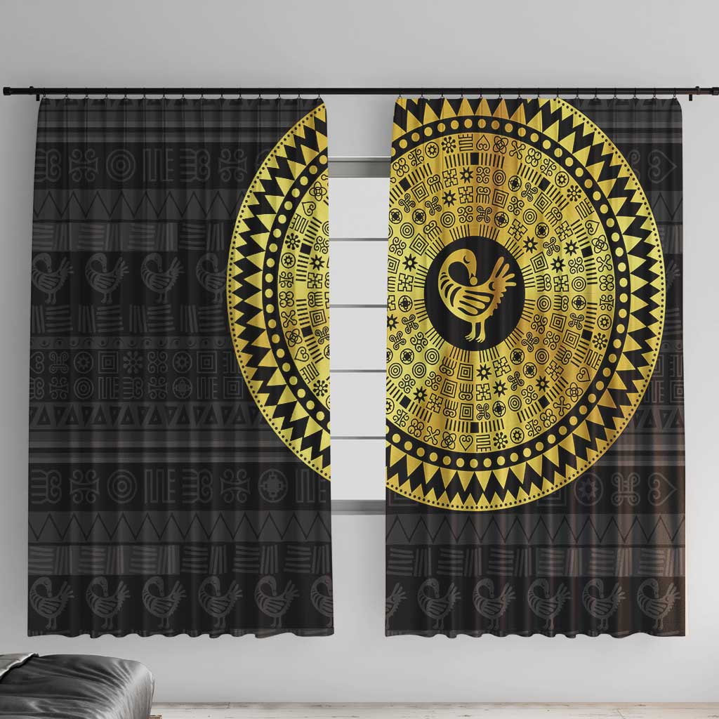 Sankofa Bird Window Curtain Adinkra Symbols - Gold Version