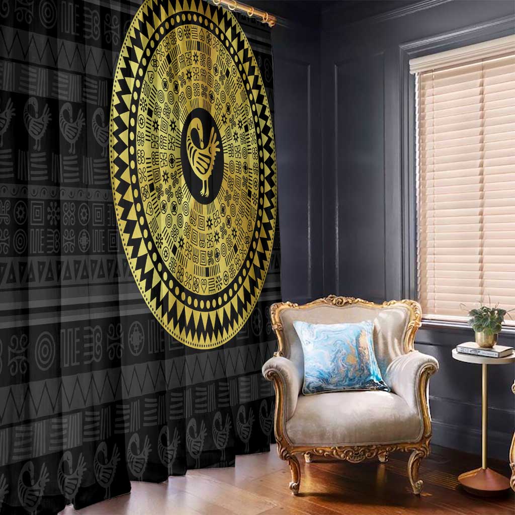 Sankofa Bird Window Curtain Adinkra Symbols - Gold Version