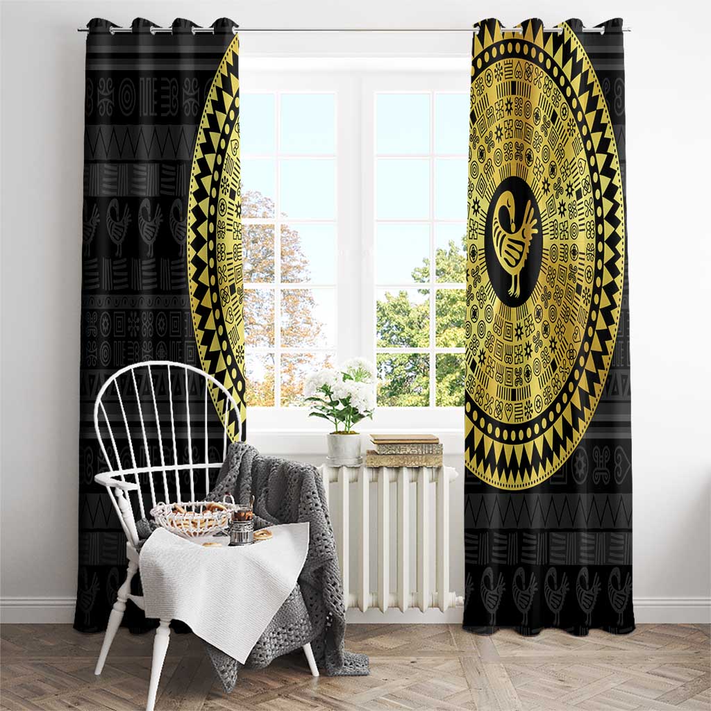 Sankofa Bird Window Curtain Adinkra Symbols - Gold Version