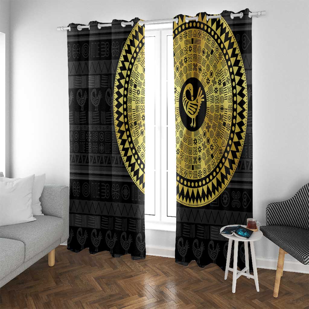 Sankofa Bird Window Curtain Adinkra Symbols - Gold Version