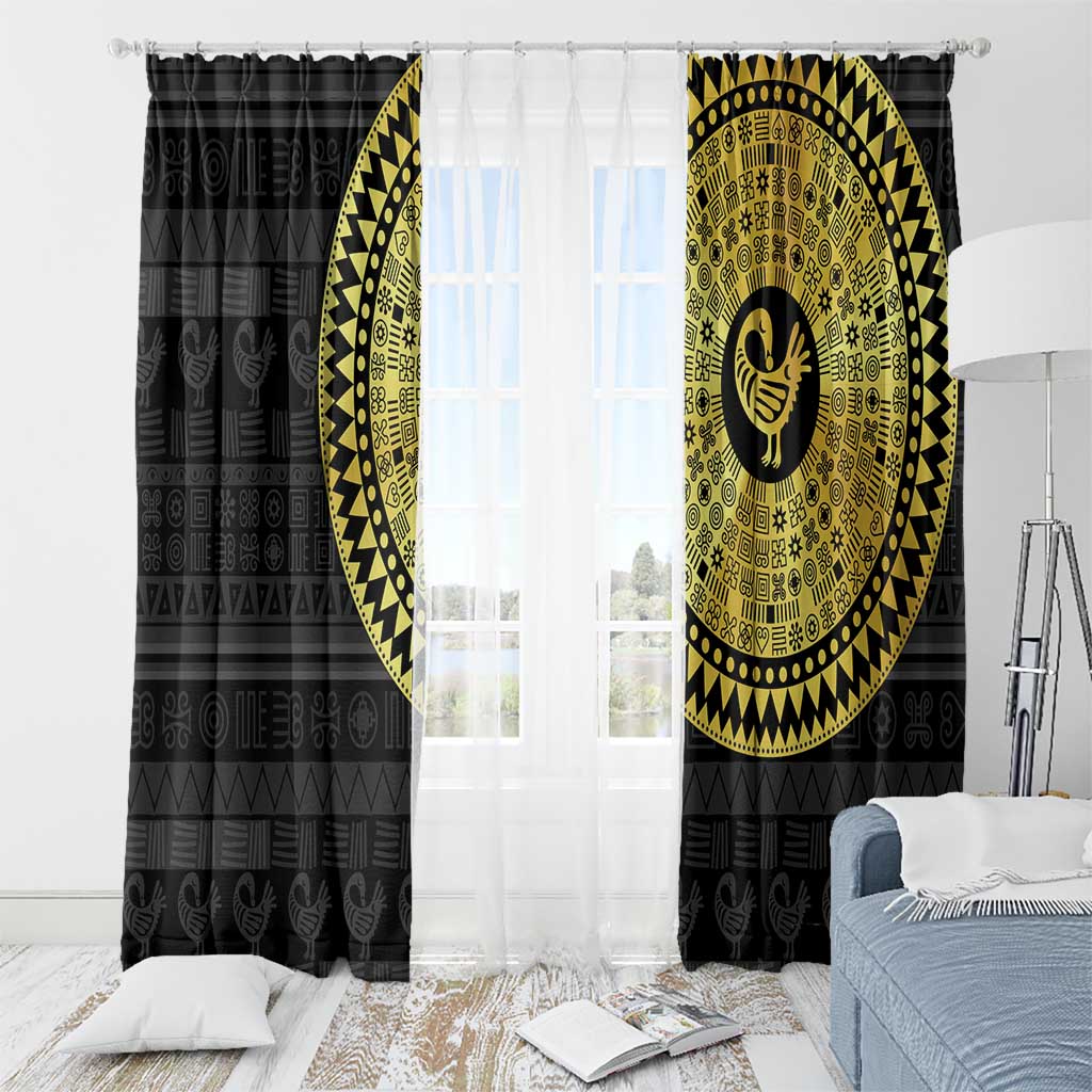 Sankofa Bird Window Curtain Adinkra Symbols - Gold Version
