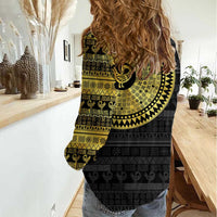 Sankofa Bird Women Casual Shirt Adinkra Symbols - Gold Version