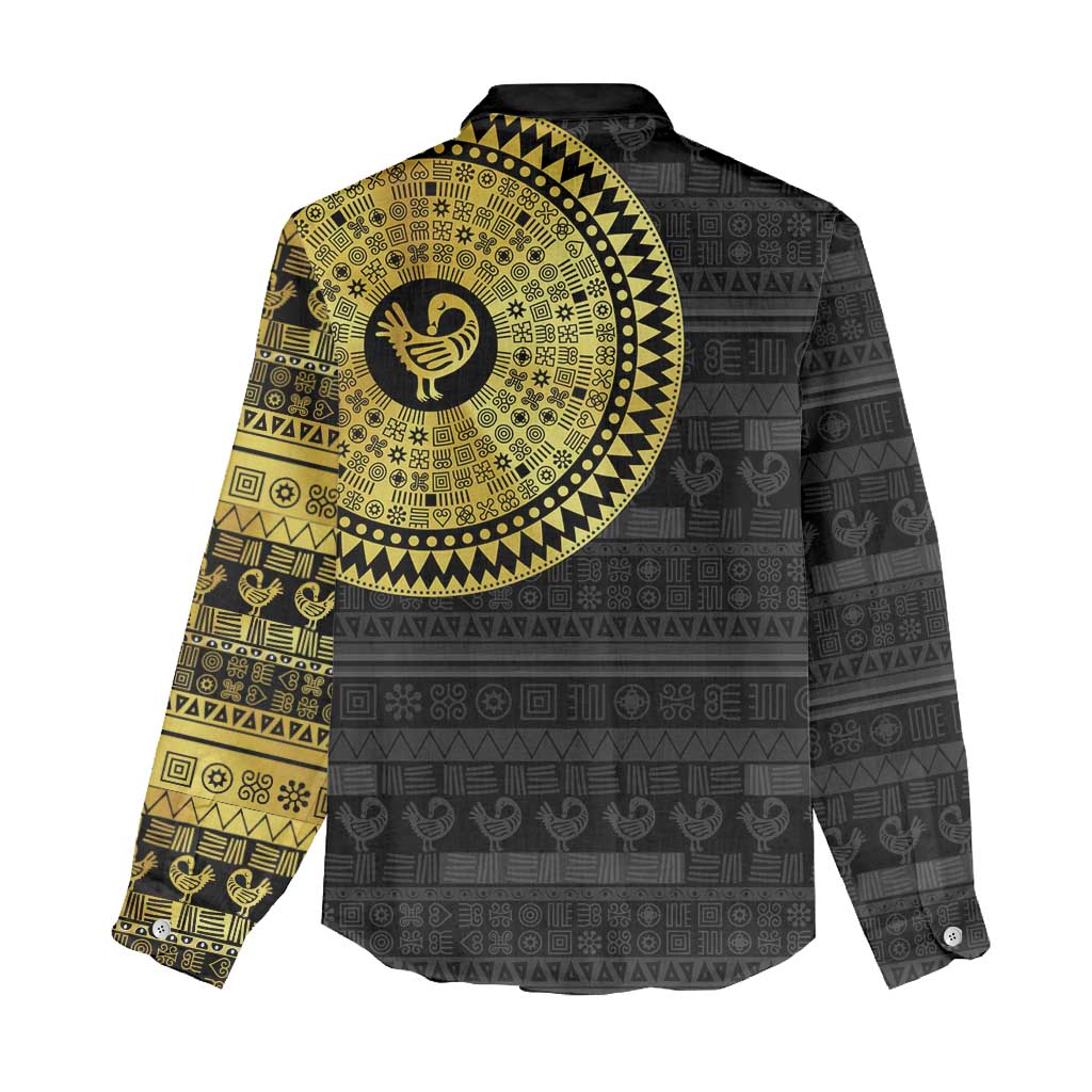 Sankofa Bird Women Casual Shirt Adinkra Symbols - Gold Version