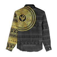 Sankofa Bird Women Casual Shirt Adinkra Symbols - Gold Version