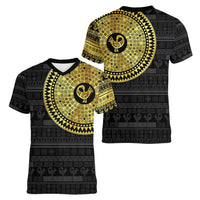 Sankofa Bird Women V-Neck T-Shirt Adinkra Symbols - Gold Version
